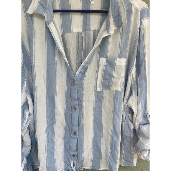 Truth‎ NYC blue & white front knot blouse size 3X - Picture 4 of 7